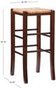 Linon Venezia 2-Piece Walnut Rush Seat Backless Bar Stool Set-2