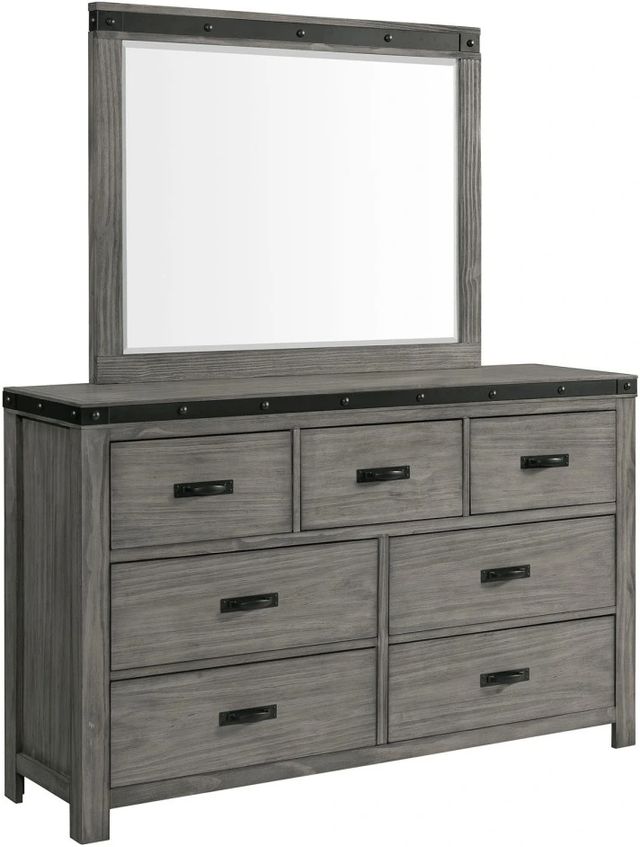 Elements International Wade Gray Dresser and Mirror-0