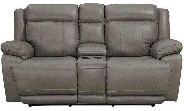 Bassett® Furniture Club Level Evo Pewter Power Reclining Loveseat with Console-1
