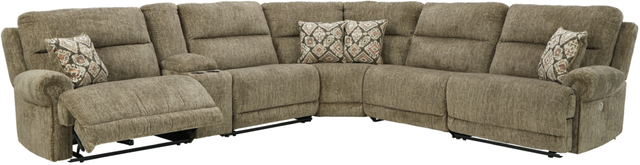 Signature Design by Ashley® Lubec 6-Piece Taupe Power Reclining Sectional with Armless Recliner and Armless Chair-1