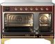 Ilve® Majestic III 48" Burgundy Pro Style Induction Range with Triple Glass Door and Brass Trim-1