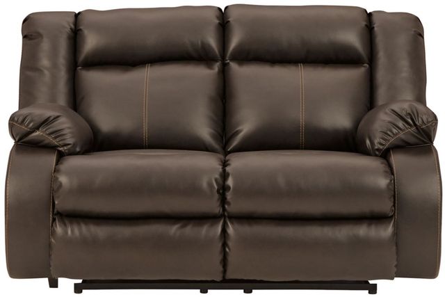 Signature Design by Ashley® Denoron Chocolate Reclining Power Loveseat-1