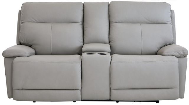 Bassett® Furniture Club Level Fletcher Gray Power Reclining Loveseat with Console-2