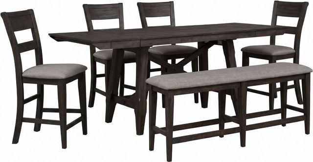 Liberty Furniture Double Bridge 6-Piece Dark Chestnut/Gray Gathering Table Set-0