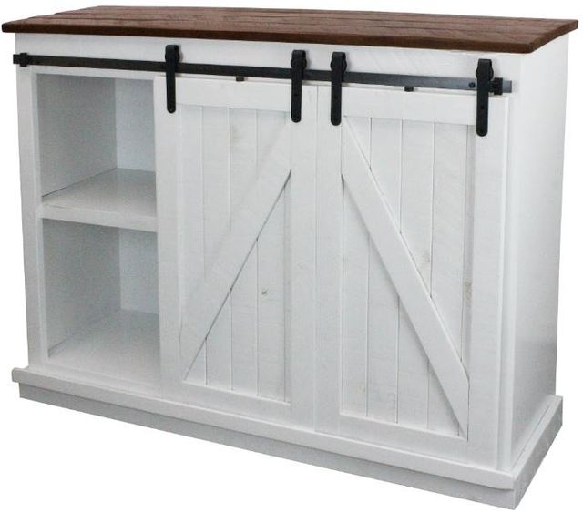 American Heartland Manufacturing Rustic Two Tone Brown/White Tall Quaint TV Stand-2