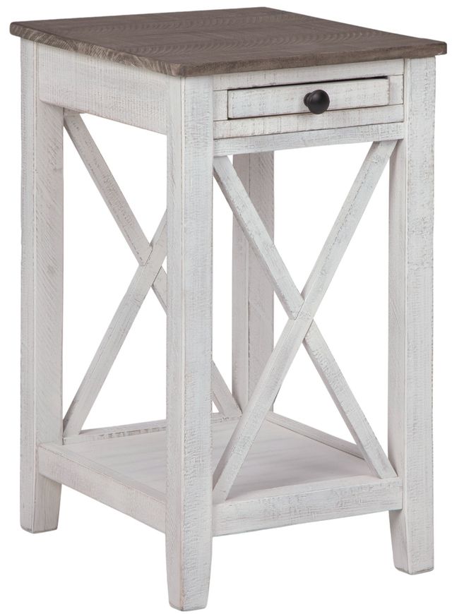 Signature Design by Ashley® Adalane Brown Top Accent Table with White Base-0