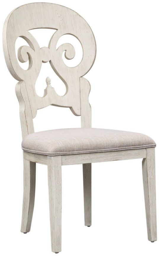 Liberty Furniture Farmhouse Reimagined Antique White/Khaki Splat Back Side Chair-0