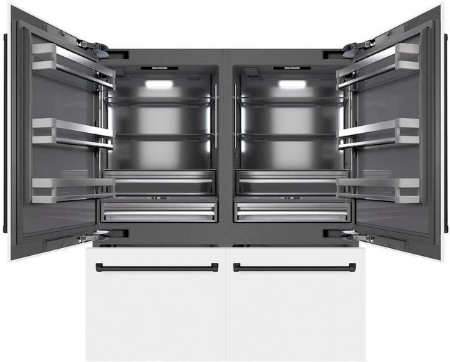 ZLINE Autograph Edition 72" 39.6 Cu. Ft. White Matte Built-In French Door Refrigerator with Water Dispensers, Ice Makers, and Matte Black Accents-2
