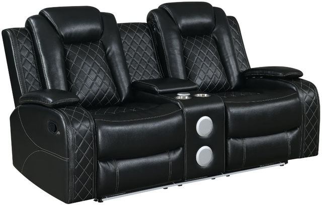 New Classic® Home Furnishings Orion II Black Dual Manual Reclining Loveseat-0