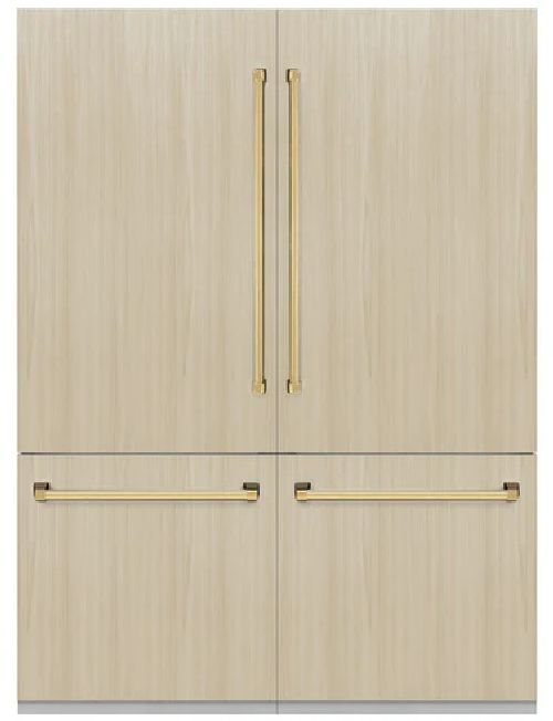ZLINE Autograph Edition 60"  32.2 Cu. Ft. Panel Ready Built-In French Door Refrigerator with Graphite Gray Interior and Polished Gold Accents-0