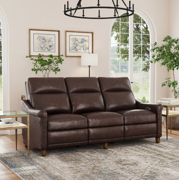 Flexsteel® Elizabeth Brunette Leather Power Reclining Sofa with Power Headrest-1