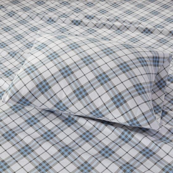 Olliix by True North by Sleep Philosophy Cozy Flannel Blue Plaid California King Cotton Printed Sheet Set-1