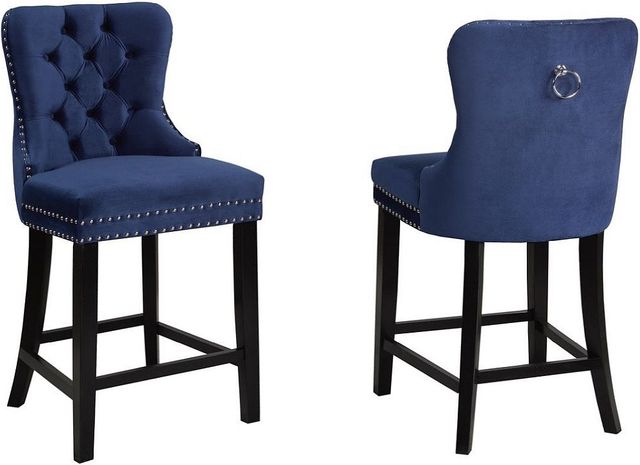 Brassex Inc. 2-Piece Black/Navy Bar Stool Set-2