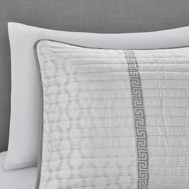 Olliix by Madison Park 4 Piece Grey King/California King Bennett Reversible Jacquard Coverlet Set-4