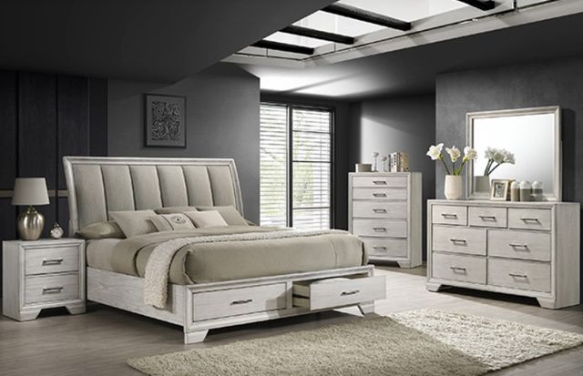 Crown Mark Jaymes White Mist Queen Storage Sleigh Bed-1