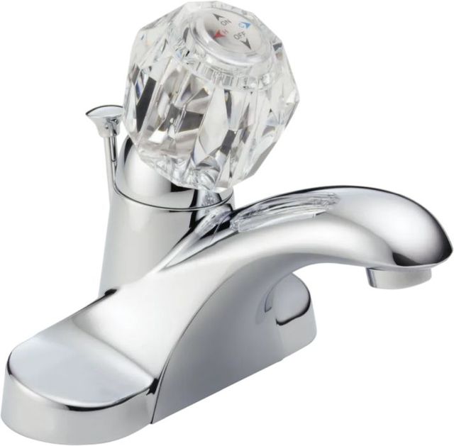 Delta Foundations® Chrome Single Handle Knob Centerset Bathroom Faucet with Drain-0