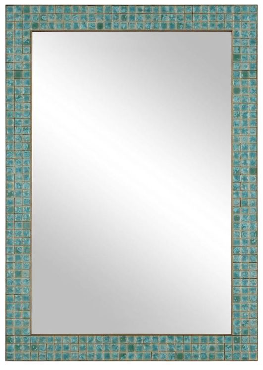 Uttermost® Coralie Antique Gold/Teal Tile Mirror-0