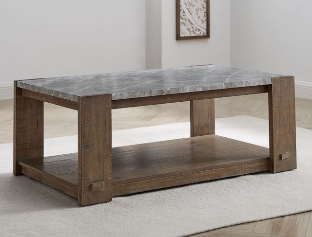 Steve Silver Co. Libby Gray Coffee Table with Dusty Caramel Base-1