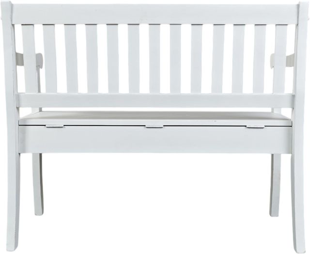 Jofran Inc. Artisan's Craft Distressed Weathered White Storage Bench-3