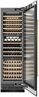 ZLINE Autograph Edition 24" in. 12.4 Cu. Ft. Triple Zone 100 Bottle Column Wine Cooler in Black Stainless Steel and Champagne Bronze Accents-4