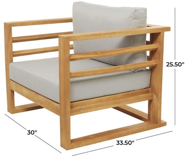Deco Marche Brown Teak Low Profile Outdoor Chair with Cushion-3