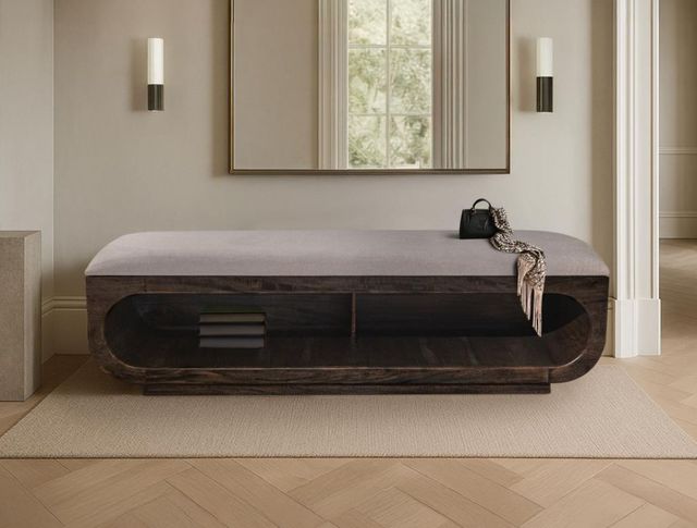 International Furniture Direct Balam Ivory/Stained Dark Bench-1