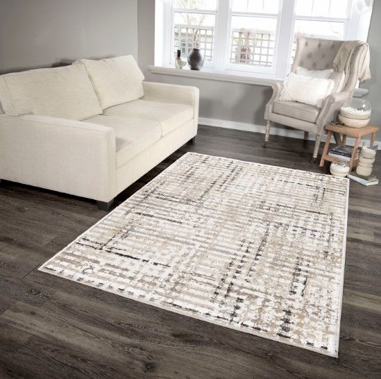 Orian Adagio Griddle White 5'x8' Area Rug-1