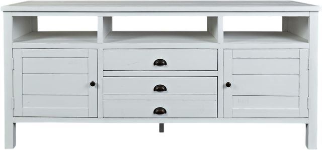 Jofran Inc. Artisan's Craft Distressed Weathered White 70" Media Console-1