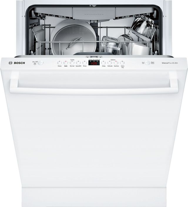 Bosch® 100 Series 24" White Built In Dishwasher-0