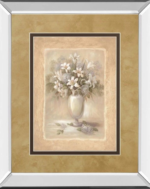 Classy Art White Bounty Il By Vivian Flasch Mirror Framed Wall Art-1