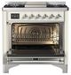 Ilve® Majestic III 36" Antique White Pro Style Dual Fuel Liquid Propane Range with Triple Glass Door and Chrome Trim-1