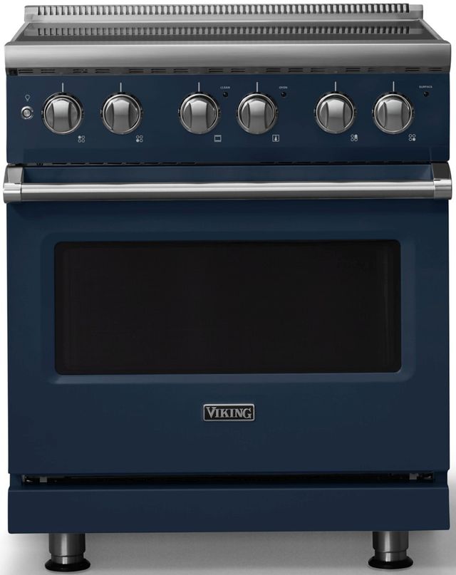 Viking® 5 Series 30" Slate Blue Pro Style Electric Range with Polished Chrome Trim-0
