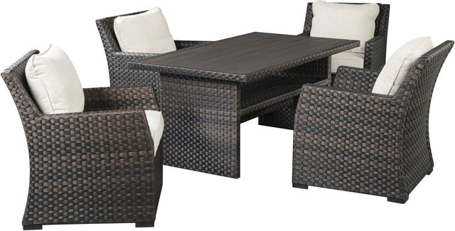 Signature Design by Ashley® Easy Isle 5-Piece Bark Brown/Beige Outdoor Dining Set-0