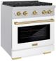 ZLINE Autograph Edition 30" Satin Stainless Steel Pro Style Gas Range with White Matte Door-1