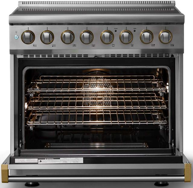 Viking® 5 Series 36" Stainless Steel Pro Style Induction Range with Brushed Brass Trim-1