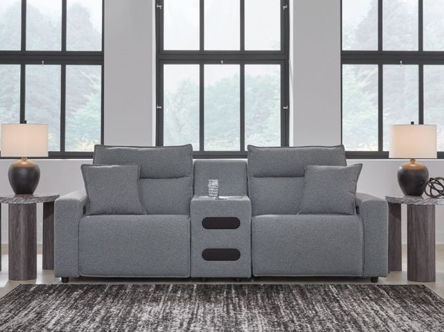 Signature Design by Ashley® Modmax II 3-Piece Pepper/Salt Power Reclining Small Spaced Sectional with Audio Console-1