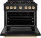 ZLINE Select Autograph Edition 36" Black Stainless Steel Pro Style Gas Range with Polished Gold Accents-1