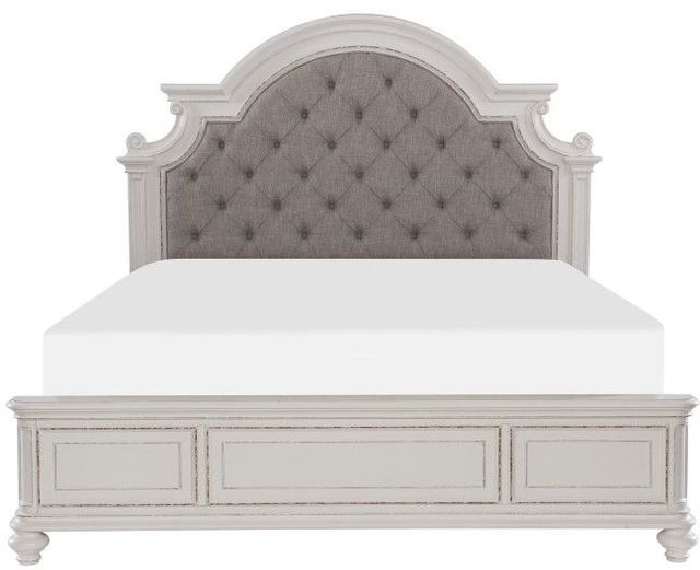 Homelegance® Baylesford Antique White/Gray Queen Upholstered Panel Bed-2