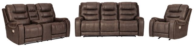Signature Design by Ashley® Yacolt 3-Piece Walnut Living Room Set with Power Reclining Sofa-0
