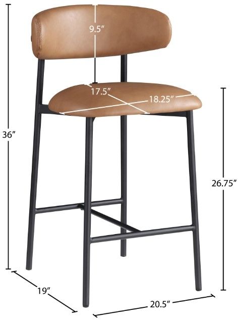 Meridian Furniture Lupita Cognac Counter Stool-2