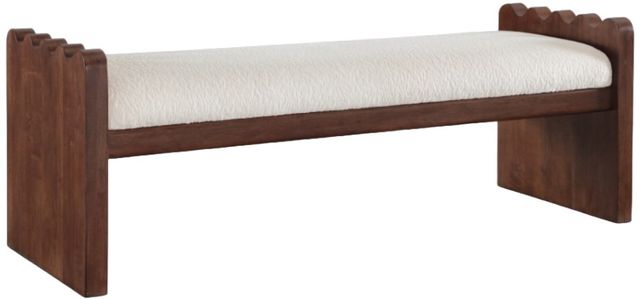 Meridian Furniture Sonia Cream/Walnut Bench-0