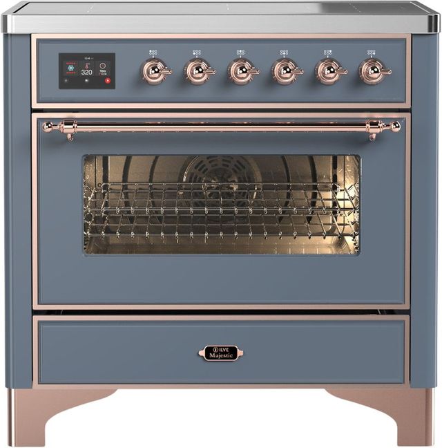 Ilve® Majestic III 36" Blue Gray Pro Style Induction Range with Triple Glass Door and Copper Trim-0