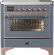 Ilve® Majestic III 36" Blue Gray Pro Style Induction Range with Triple Glass Door and Copper Trim-0