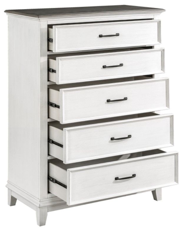 Mazin Furniture Chesterton Antique White/Dark Brown Chest-2