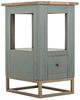 International Furniture Direct Timber Brown/Green Chairside Table with Gold Base-0