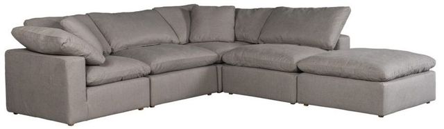 Moe's Home Collection Clay Dream 5-Piece Light Grey L-Shaped Modular Sectional and Ottoman-0