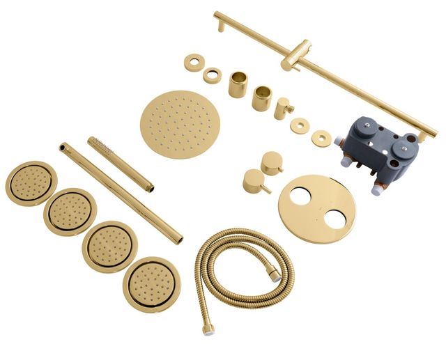 ZLINE Autograph Edition Polished Gold Emerald Bay Thermostatic Shower System with Body Jets-2