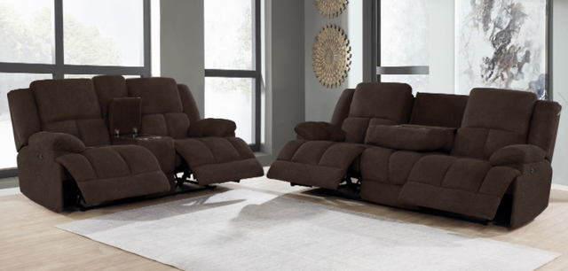 Coaster® Waterbury 2-Piece Brown Pillow Top Arm Power Living Room Set-1