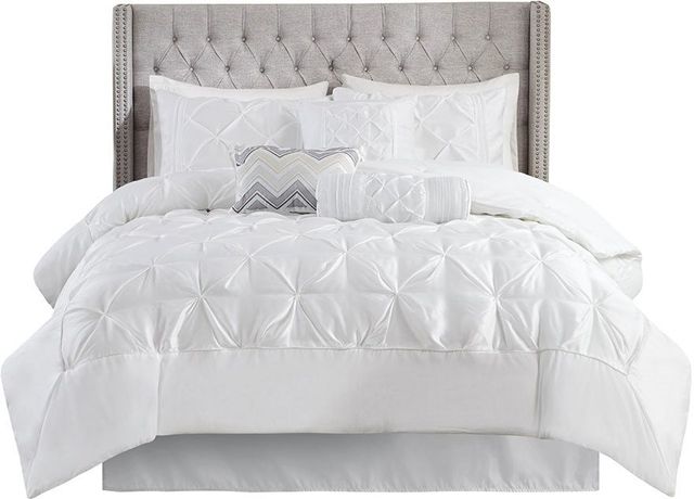 Olliix by Madison Park Laurel 7 Piece White King Tufted Comforter Set-0