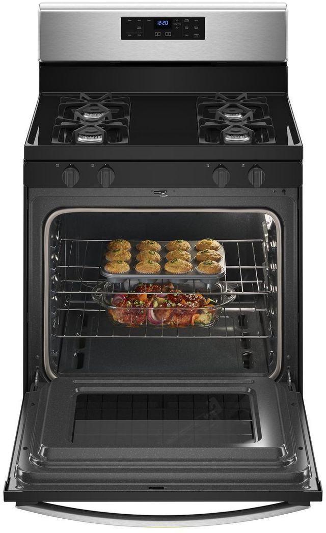 Whirlpool® 29.88" Free Standing Gas Range-Black On Stainless-2